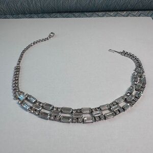 Antique Vintage 1950's Silver tone and Crystal Choker